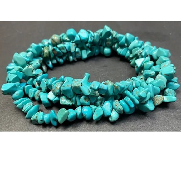 Bohemian Style Long Natural Stone Turquoise Necklace - 31.5 Inches Length - Picture 2 of 3
